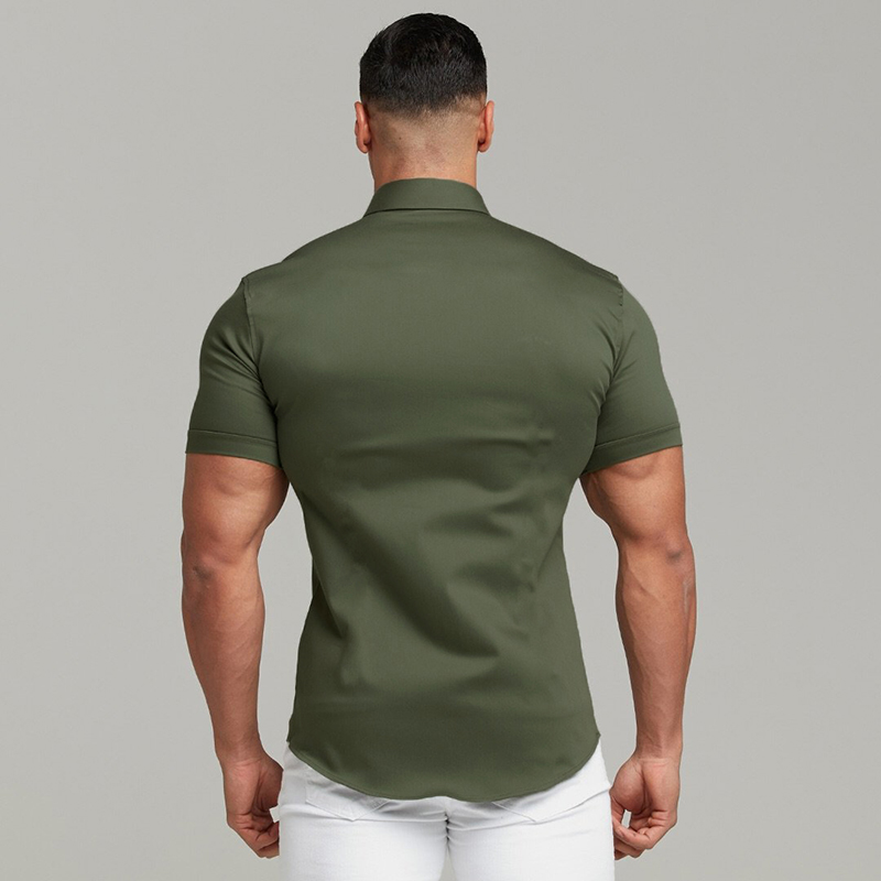 Mode d'été Super Slim Fit chemises à manches courtes hommes classique tenue décontractée chemise mâle Hipster décontracté Luxe chemise formelle