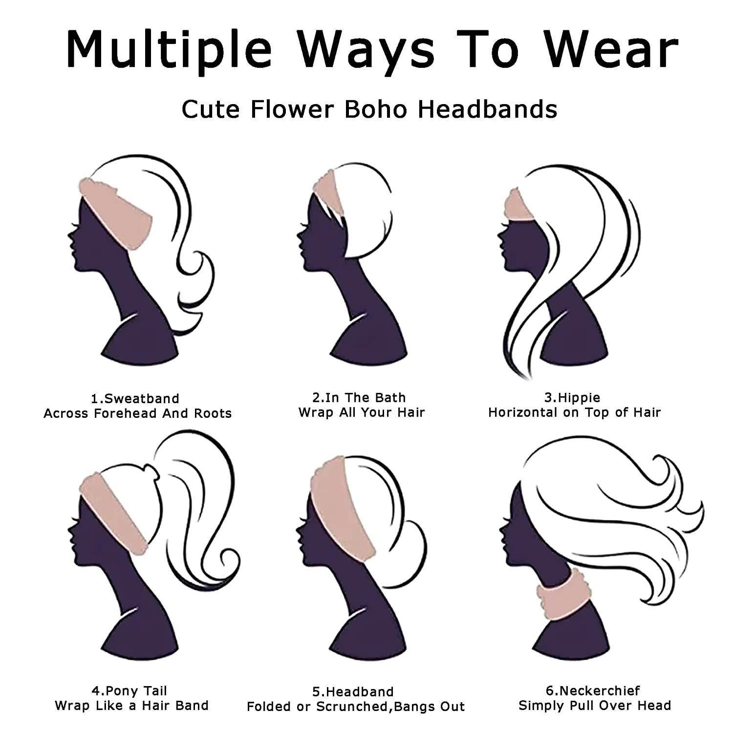 Boho large noué bandeau doux élastique imprimé Turban bandeau pour femmes filles Sport Yoga entraînement été plage chapeaux