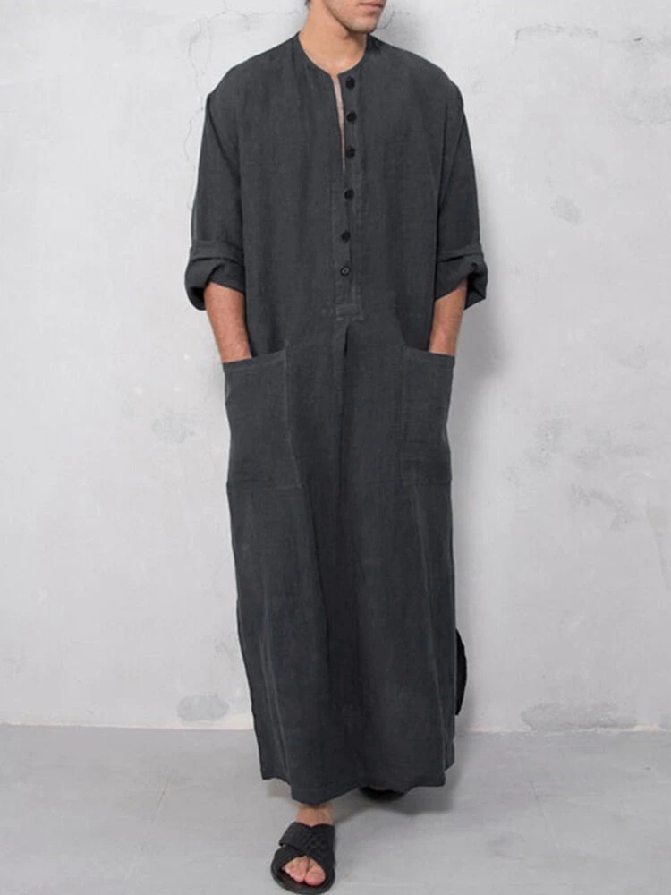 Djellaba musulmane à manches longues pour hommes, bouton, Thobe, Islam, Kaftan, Abaya, Pakistan, Arabie saoudite, Robe adt, MY950, Nouvelle arrivée