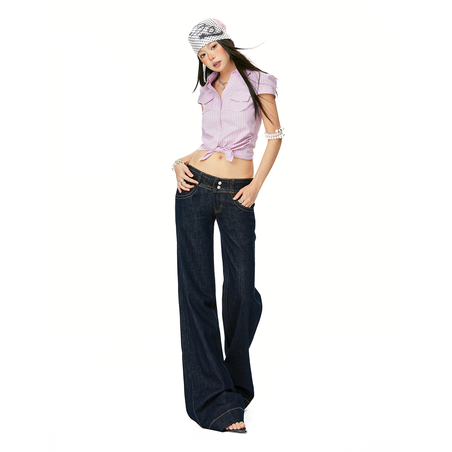Jeans vintage bleus pour femmes, mode hip-hop, streetwear, Y2K, coupe large, jambe droite, taille basse, pantalon en denim baggy