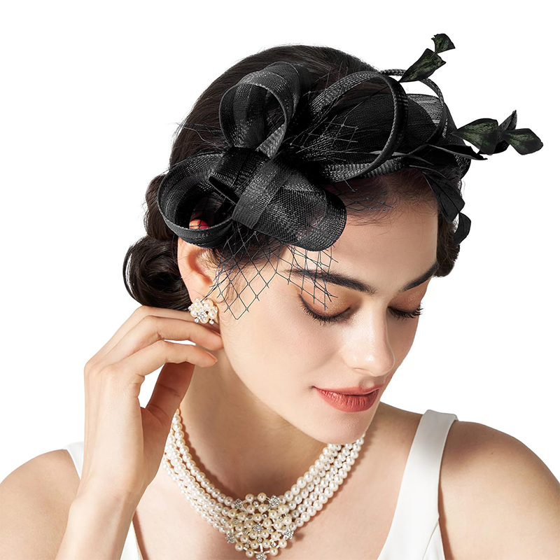 Bandeau de sauna à plumes pour la mariée, Fascinateur floral rétro, grande pince à cheveux pour cocktail, fête de mariage, décoration de chapeau pour patients, vêtements de sauna pour dames
