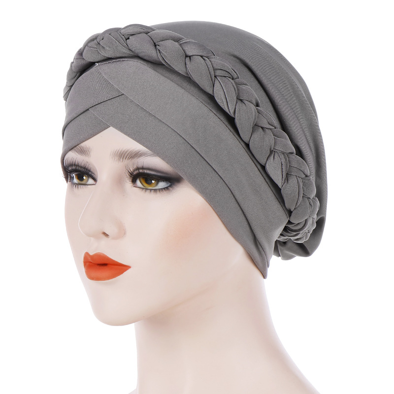 Bonnet turban croix frontale pour femme, pur document, coton tressé, intérieur, hijabs, indien, rond, hijab, sous-écharpe, casquettes, coiffure musulmane