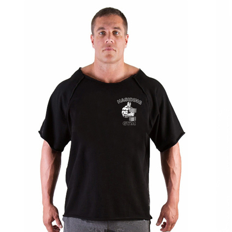 T-shirt de sport en coton pour homme, maillot de course, t-shirt d'entraînement respirant, t-shirt de fitness, t-shirts de gym