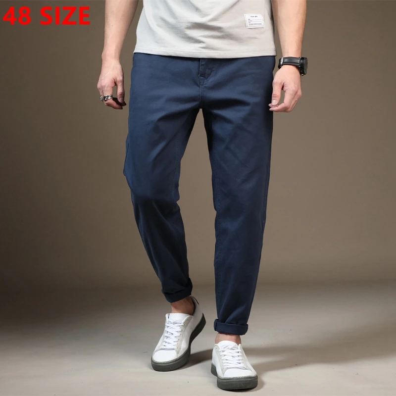 Pantalon décontracté en coton pour homme, sarouel, noir, grande taille, 46, 48, nouvelle collection printemps