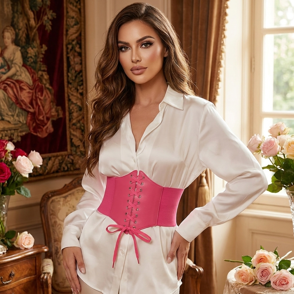 Ceinture large élastique de style corset, décorative, à porter à l'extérieur, amincissante, pour jupes, robes et vêtements
