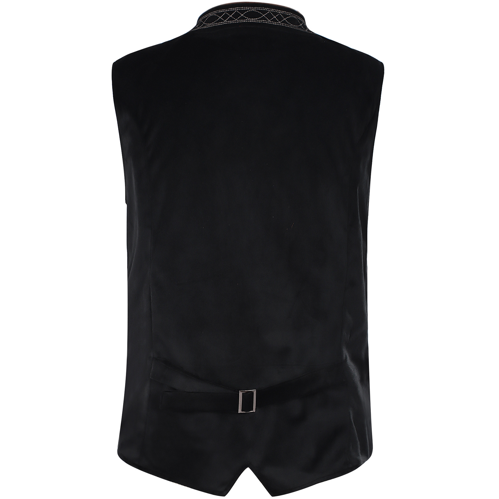 Gilet en velours noir pour homme, style rétro, col montant, simple boutonnage, avec broderie, sans manches, pour Halloween et cosplay