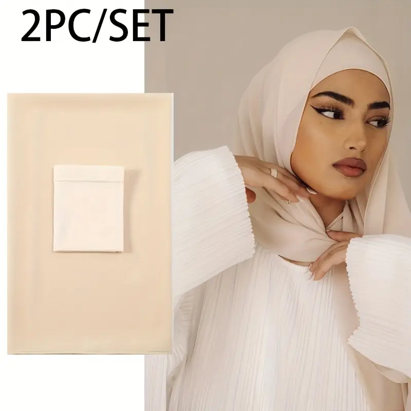 Ensemble de deux pièces, casquette intérieure Hijab en mousseline de soie à bulles séparées, châles et enveloppes islamiques, Bonnet Hijab, sous-écharpe, Foulard musulman