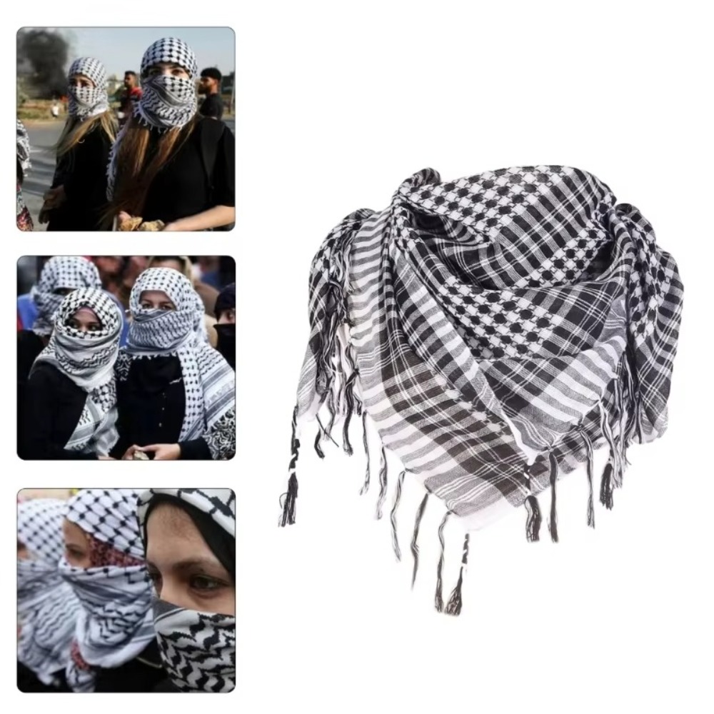 Nouveau Grand foulard arabe Shemagh avec gland Costume tête cou écharpe Bandana Keffiyeh pour hommes femmes
