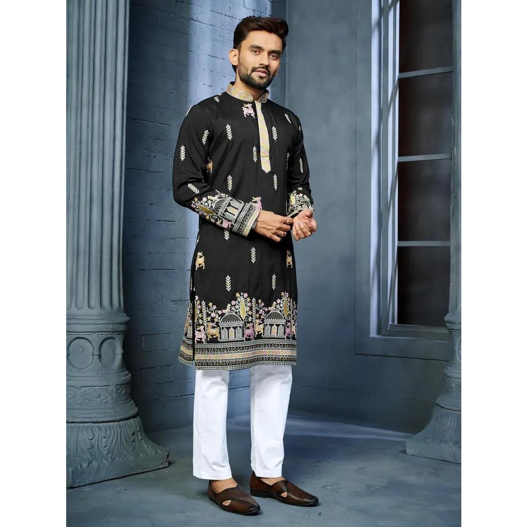 Caftan musulman Kurtta dubaï pour hommes, manches longues, Style ethnique, col montant, vêtements arabes, style National du moyen-orient