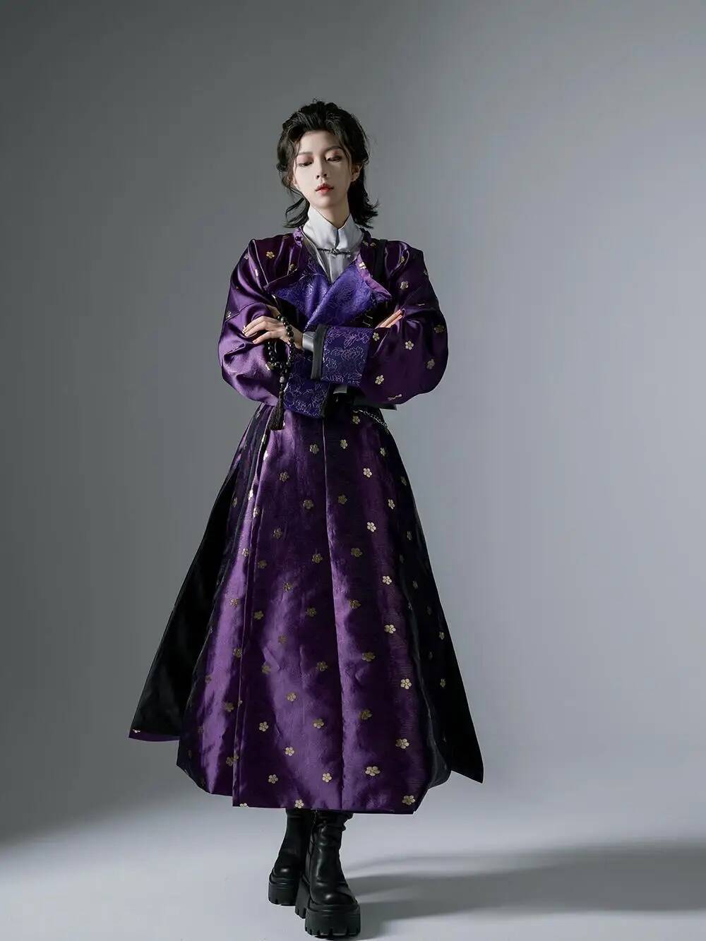 Hommes femmes Vintage danse ethnique Hanfu chinois Robe en soie Costume dynastie Tang violet Hanfu ancien longue Robe Hanfu