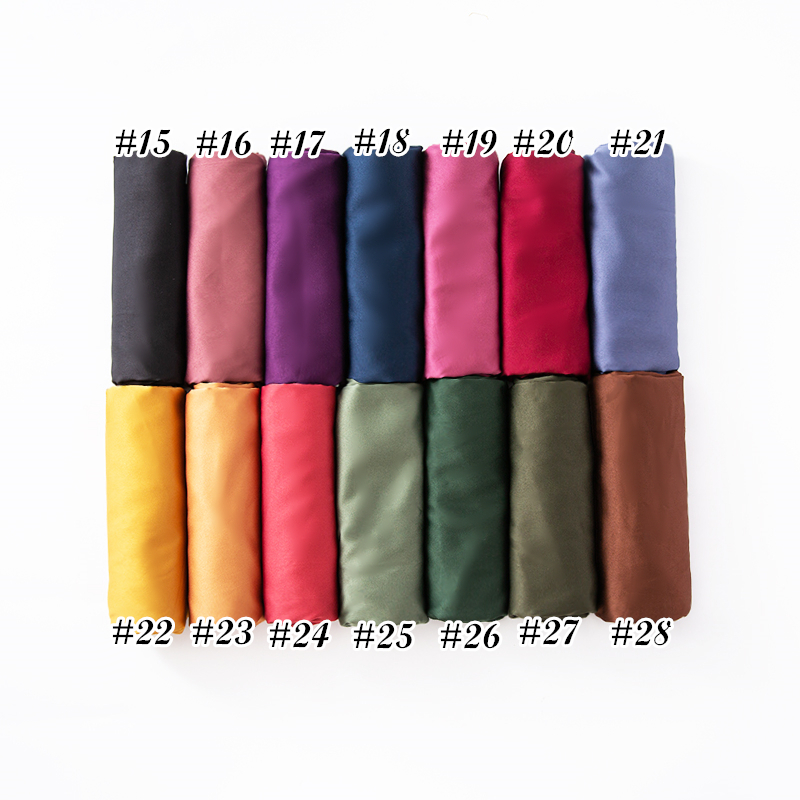 Foulards longs en satin polyester pour femmes, écharpes unies bon marché, châle doux pour femmes malaisiennes, hijab musulman, sensation 256, grande remise