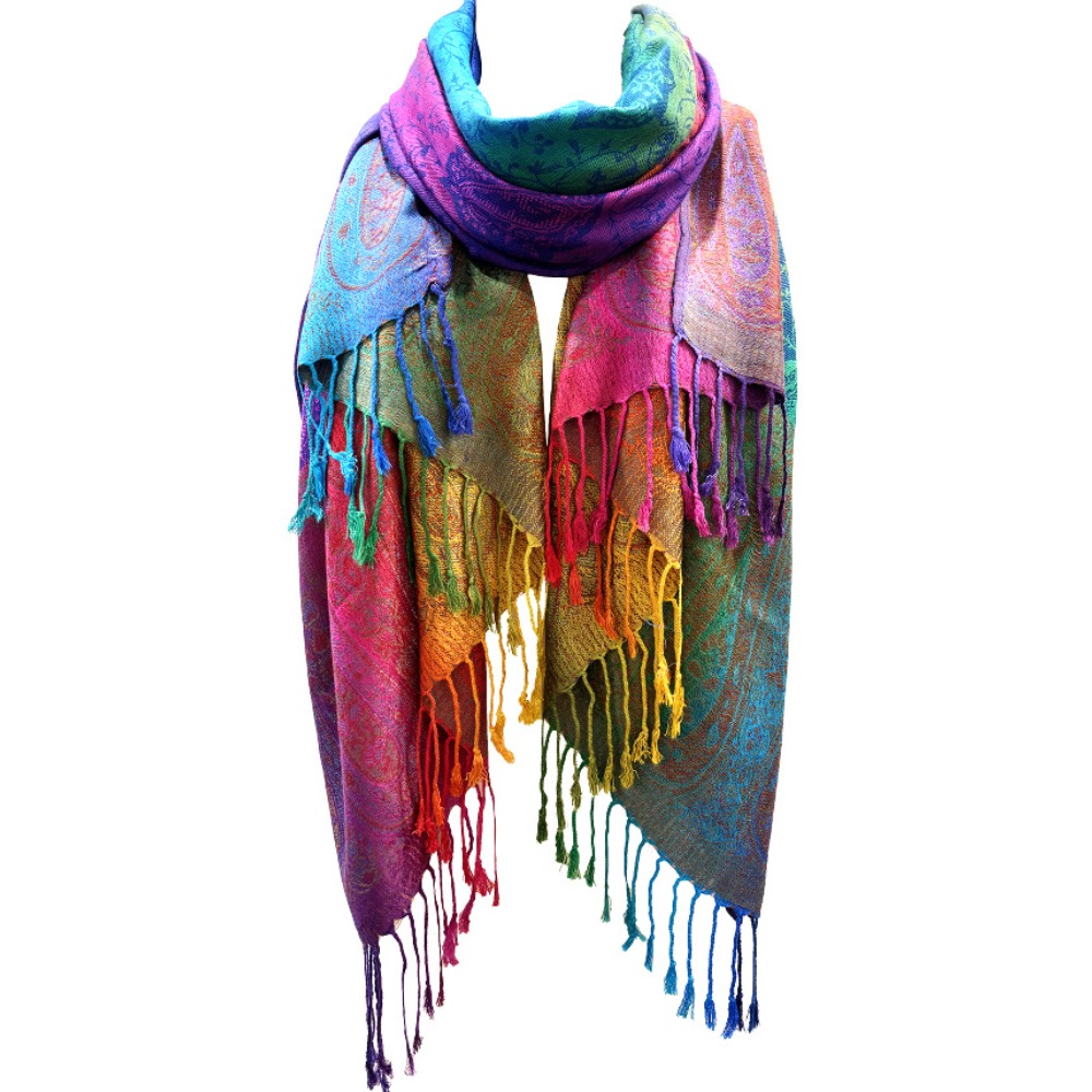 Écharpe Pashmina en forme de cajou arc-en-ciel, grand châle doux et chaud, foulard polyvalent pour femmes, accessoire d'hiver