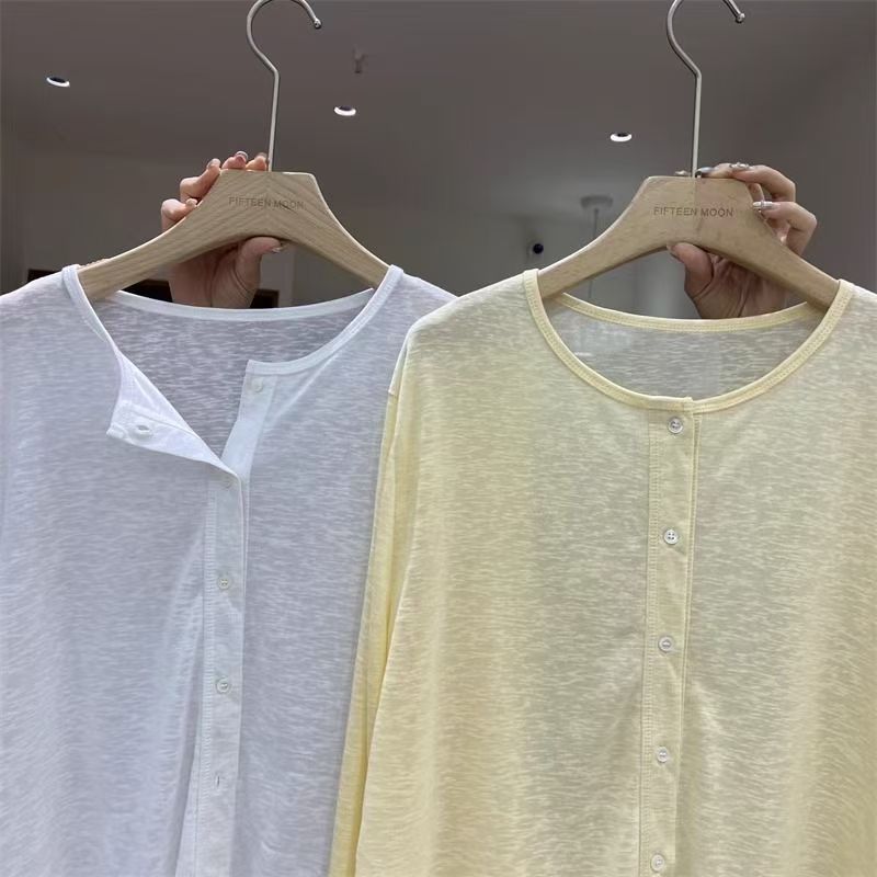 Femmes chemise à manches longues haut chemisier femme ample été Cardigan mince Sexy couleur unie chemise décontractée vêtements d'extérieur
