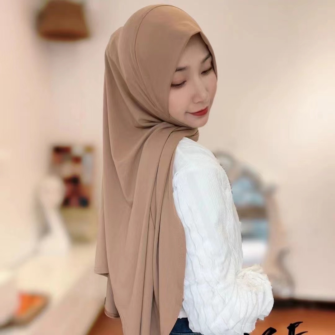 H305 plaine XL taille hijab musulman avec partie de menton qualité supérieure taille supplémentaire amira tirer sur écharpe islamique vente chaude foulard