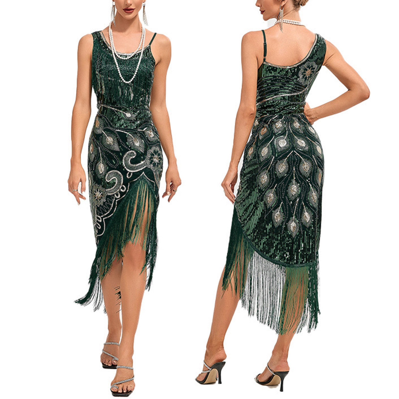 Robe à pampilles évasées vintage pour femmes, olympiques de grande testostérone, robe à paillettes brodées, robe mince sexy, cocktail et danse, années 1920