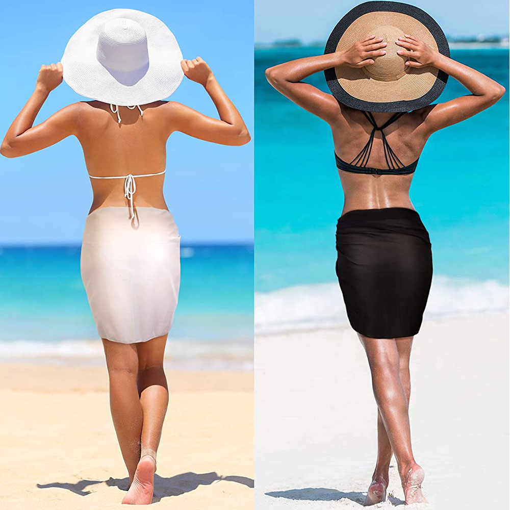 Femmes en mousseline de soie court Sarongs Bikini cache plage maillot de bain maillot de bain jupe portefeuille pour maillots de bain