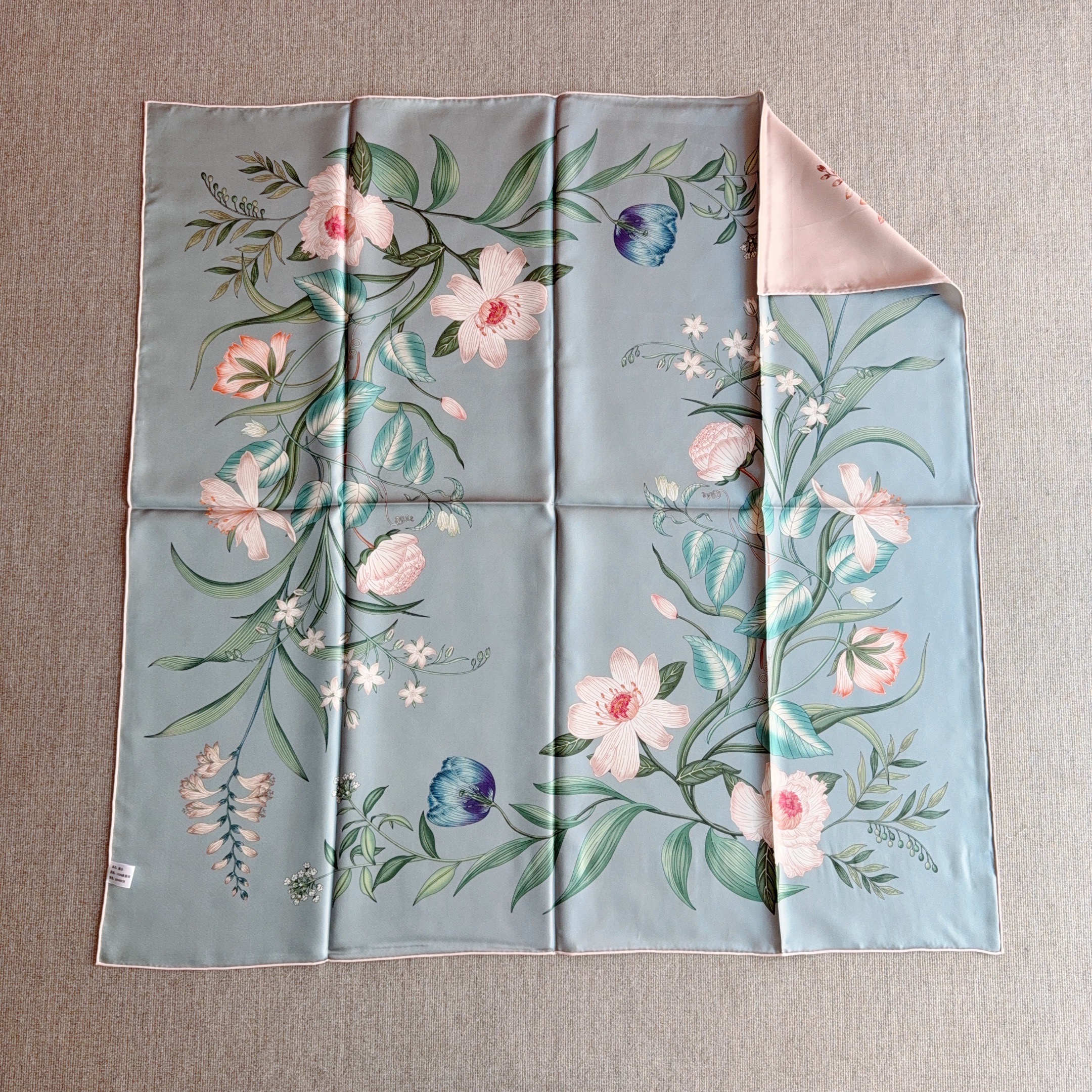 Foulard en soie double face 100% soie, turban, écharpe de cou, châle de luxe pour femme 90x90 18mm d'épaisseur