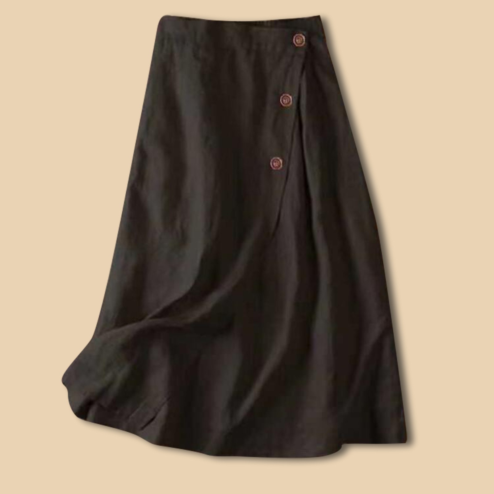Robe décontractée trapèze pour femme, en coton et lin, mi-longue, taille élastique, jupe évasée, séchage rapide, couleur unie