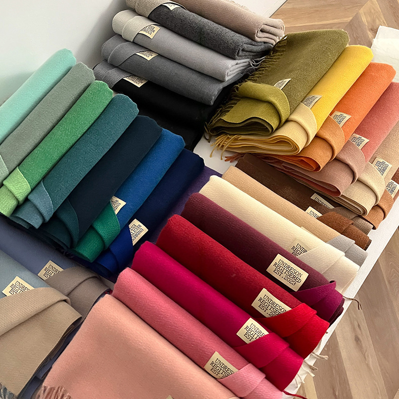 Mode solide cachemire chaud écharpe nouveau Design Pashmina hiver Double face couleur différente châle enveloppes Bufanda avec gland couverture