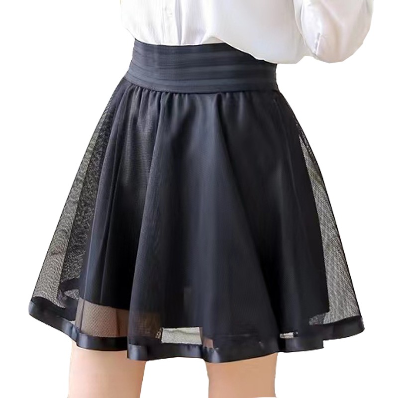 Jupe courte élastique taille haute pour femme, jupe trapèze assortie, jupe courte Shaggy, maille noire, dentelle plissée, document pur, nouvelle mode jeune, été