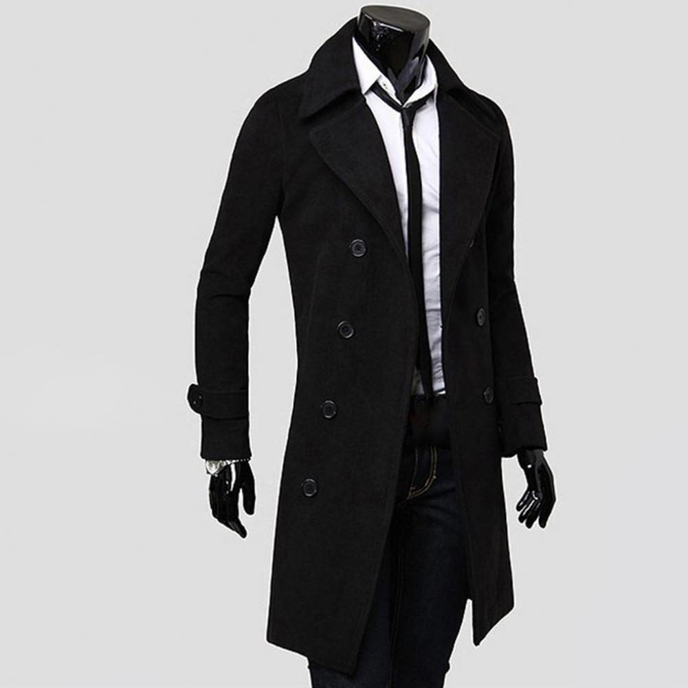 Trench-Coat Simple à Double boutonnage pour hommes, manteau résistant au froid, veste de couleur Pure