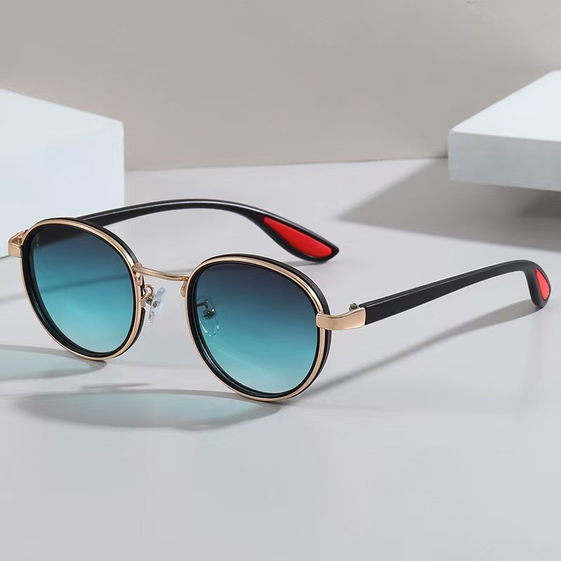 Lunettes de soleil rondes à monture TR Vintage pour femmes et hommes, Design de marque de luxe rétro, lentille noire, UV400