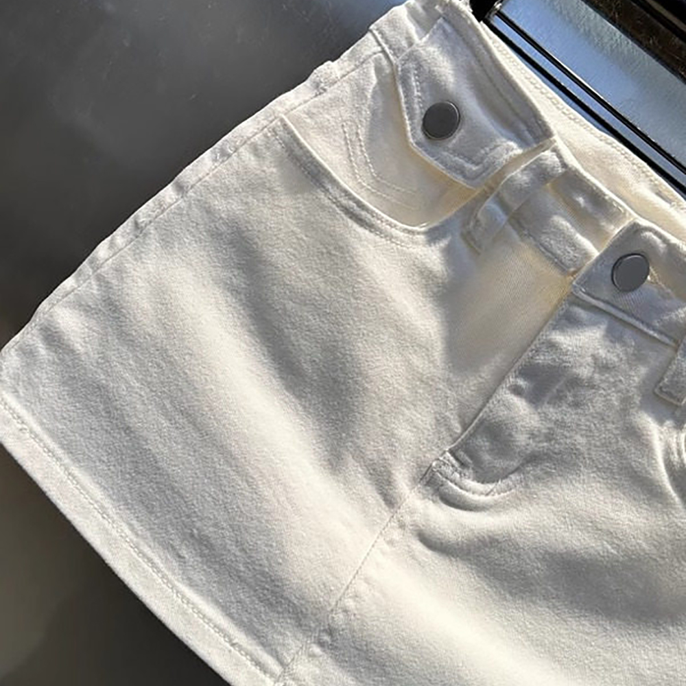 Jupe en jean taille haute ajustée pour femme avec poches, nouvelle collection été 2026, polyvalente, blanche, sexy, coupe trapèze, mini-jupe Y2K streetwear