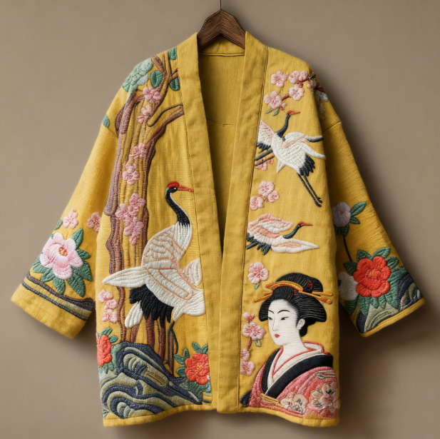 Kimono Haori de style japonais Ukiyo-e pour femme, chemise imprimée, paréo de plage tendance, cardigan ouvert sur le devant pour homme, Yukata Harajuku