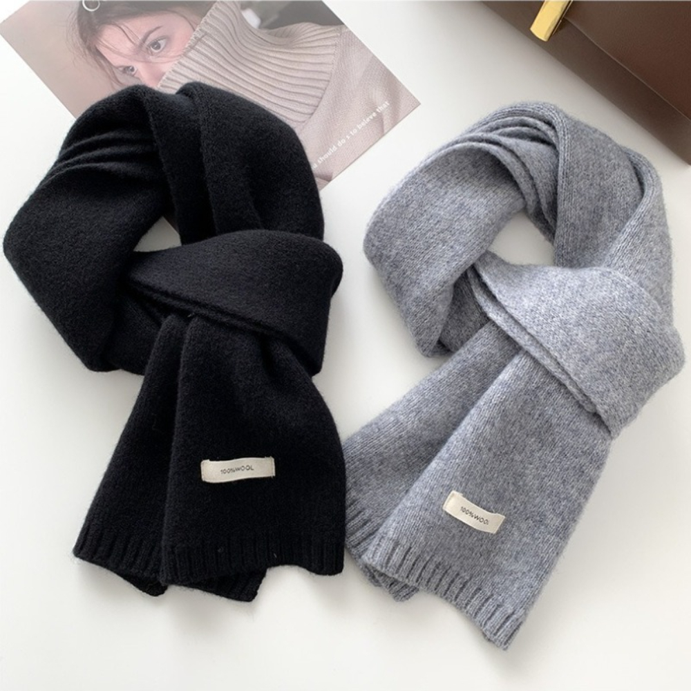 Écharpe tricotée pour femme 100% laine, écharpes chaudes d'hiver, design uni coloré, châle épaissi, cachemire doux, pashmina pour le cou