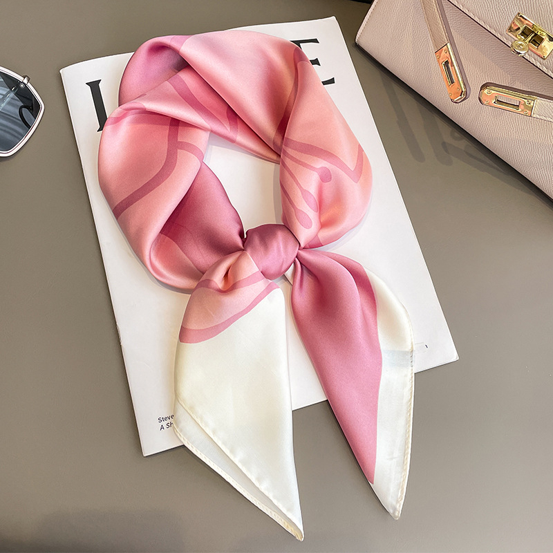 Nouvelle mode marque de luxe 70 cm foulard carré en soie femmes Satin châle enveloppement Hijab Echarpe cou cravate femme cheveux Bandana foulard