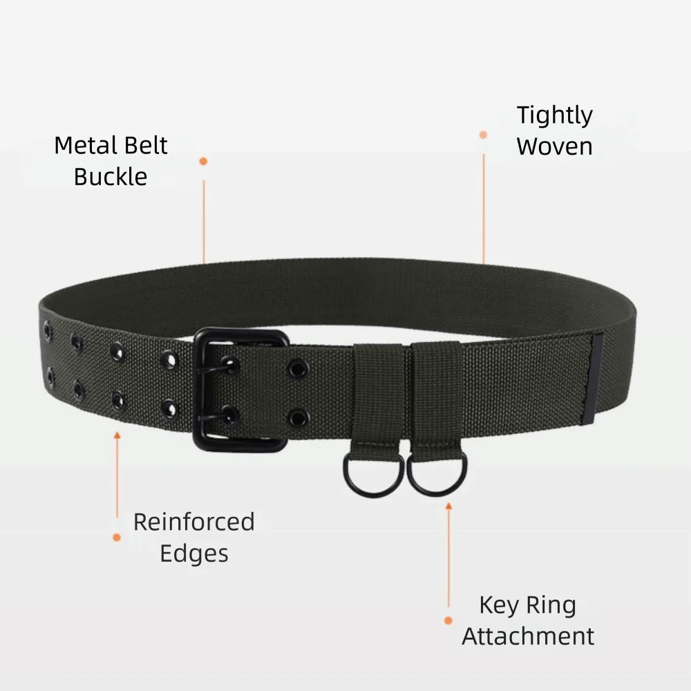 Nouvelle ceinture tactique en toile double couche pour hommes | Robuste et durable | Grandes tailles | Pour l'extérieur et les occasions décontractées