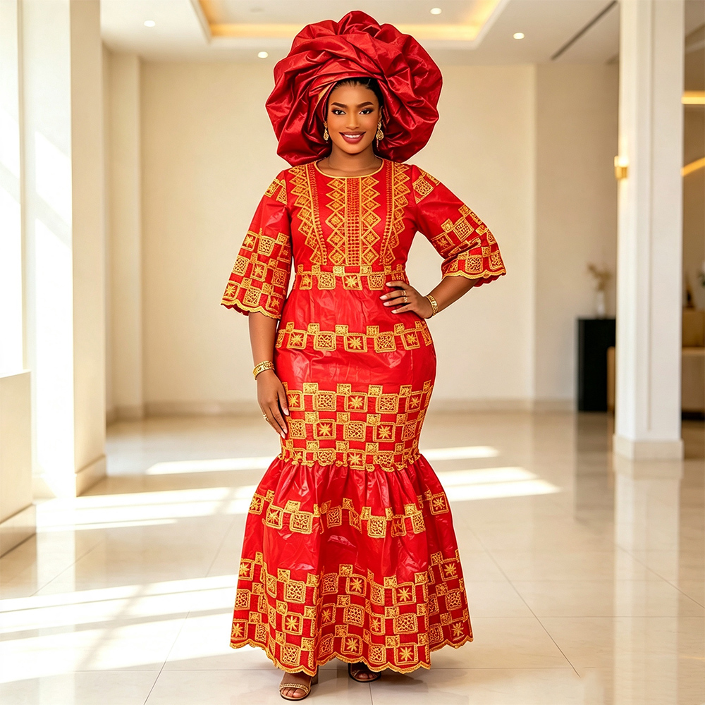 Robes longues de soirée africaines grande taille pour femmes, nouvelle collection 2026, robe de luxe en bazin brodée, élégante robe de soirée de mariage musulmane