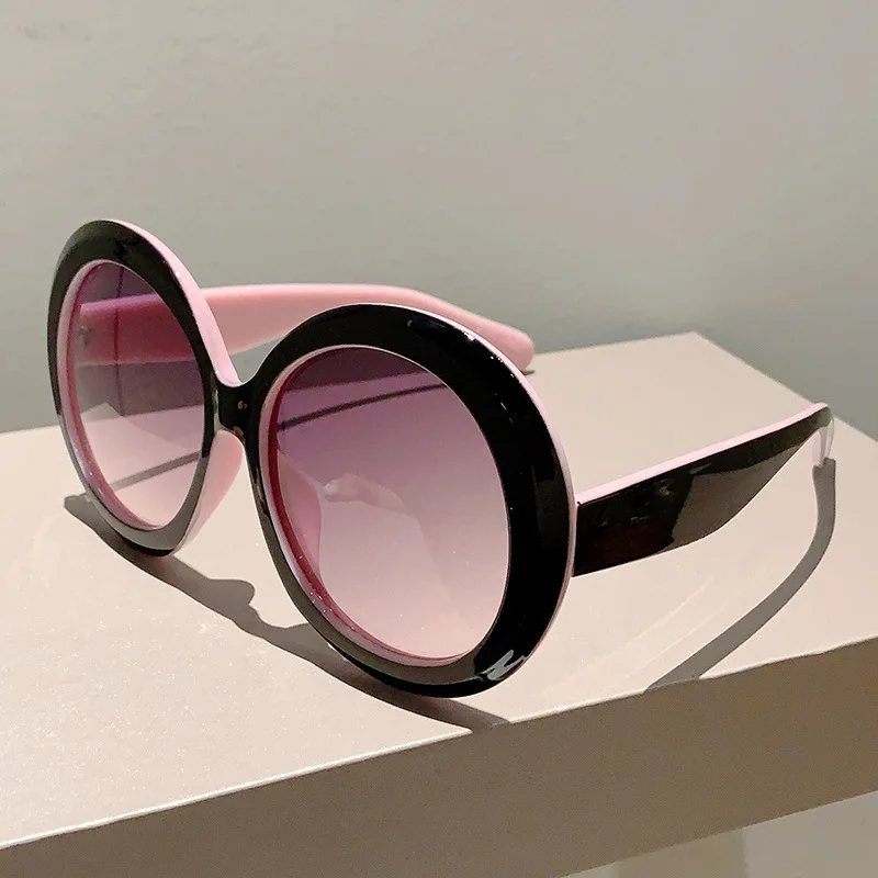 Respzed-Lunettes de soleil rondes à grande monture pour hommes et femmes, lunettes populaires, nuances roses, vintage, punk, marque de luxe, designer