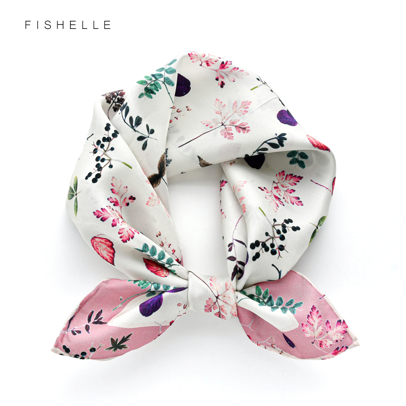 Rose rural petite fleur cassée 100% soie petite écharpe carrée sergé femme soie naturelle 50x50 carré hijab châle dames cadeaux
