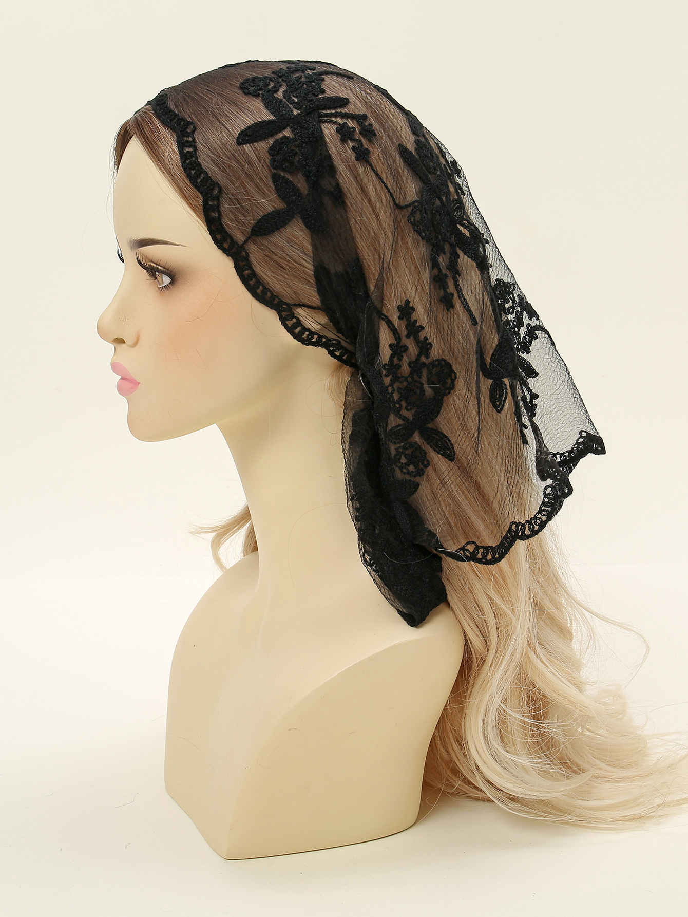 Foulard triangle en dentelle creuse pour femme, foulard rond pour femme, bandeau pour cheveux, bandana pour fille, écharpe de sauna, bandeau pour poignet de bureau
