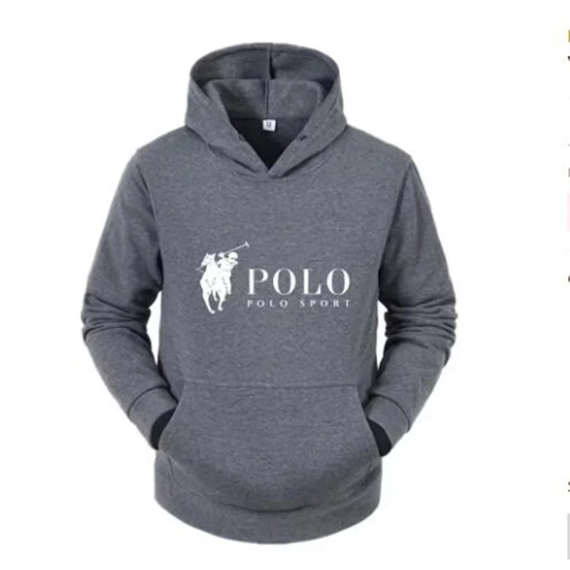 Polo Sport classique noir à capuche hommes Sport décontracté pur coton à capuche mode cheval Logo imprimé à capuche
