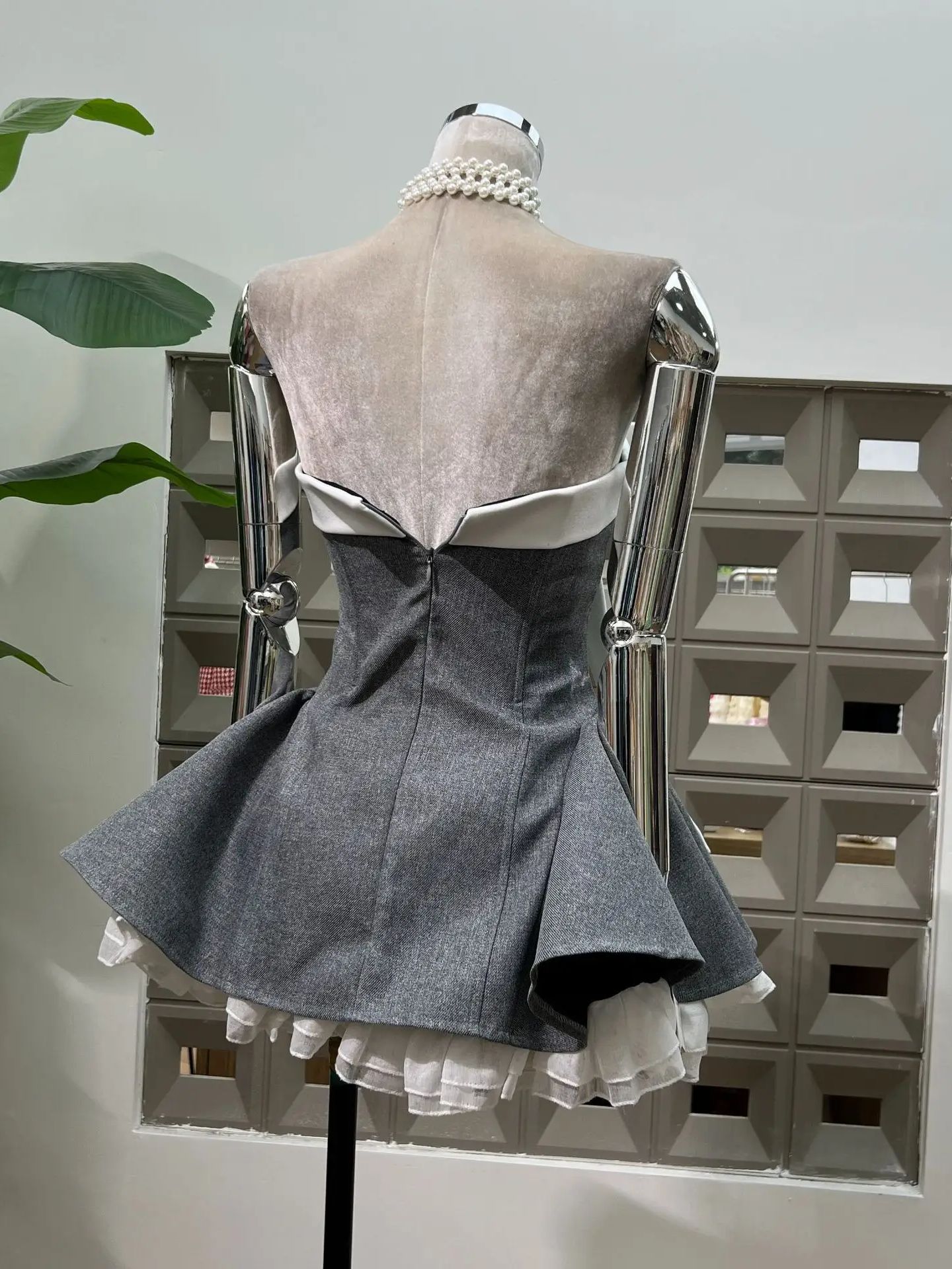Robes pour femmes Vintage élégant sans bretelles nœud taille haute moelleux Mini robe d'été mode française Sexy fête d'anniversaire robe de bal
