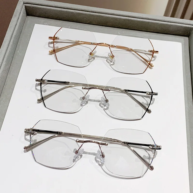 Lunettes d'été pour myopie photochromiques sans cadre, avec sensation neutre haut de gamme et luxueuses, Anti-lumière bleue, nouvelle collection