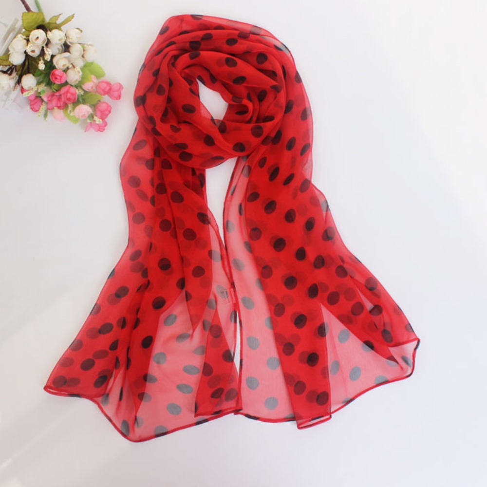 Écharpe à pois pour femmes, écharpe en mousseline de soie, bandeau doux pour la tête, protection solaire d'été, châle de climatiseur