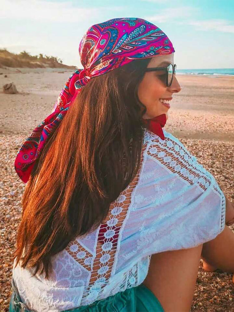 Nouvelle marque impression bandeau écharpe femmes mode 90*90 cm soie Satin Hijab Bandana foulard Protection solaire châle enveloppement foulard