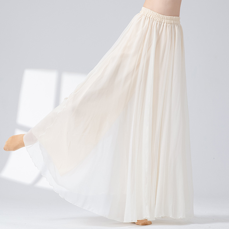 Jupe-culotte de danse moderne, ample, jambes larges, pantalon, vêtements d'entraînement de danseuse nationale folklorique chinoise, en mousseline de soie, fluide, Hanfu, scène classique