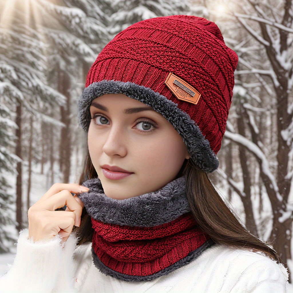 Ensemble bonnet et écharpe d'hiver classique anti-froid, bonnet élastique en tricot, écharpe épaisse pour le cou, ensemble de bonnet et d'écharpe pour hommes