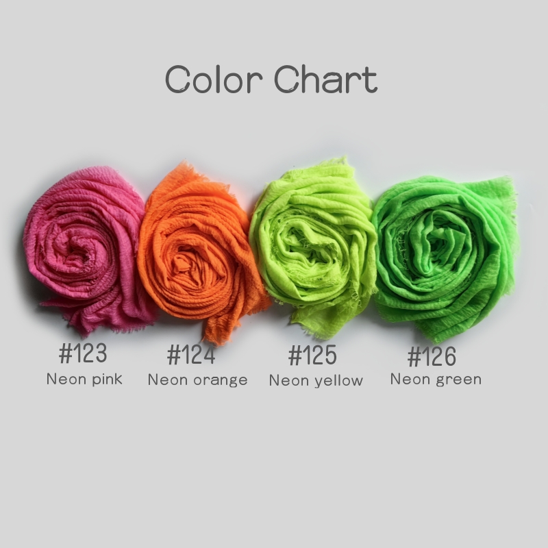 NOUVEAU Foulard d'été Néon Uni Effet Bulle Turban Plissé Voile Ondulé pour Femme Écharpe Iridescente