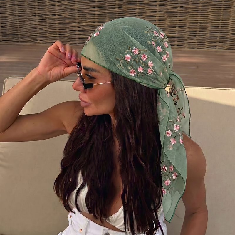 Foulard Hijab Femme en Dentelle Florale, Écharpe de Mariage Tendance pour Femme, Accessoire de Mode Printemps-Été, Accessoires Photo 2026
