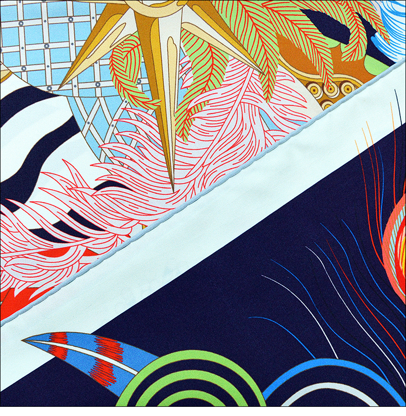 Nouvelle écharpe tendance d'été 90 * 90 en twill de soie avec procédé de peinture par pulvérisation et bord roulé à la main "M90F275-3"