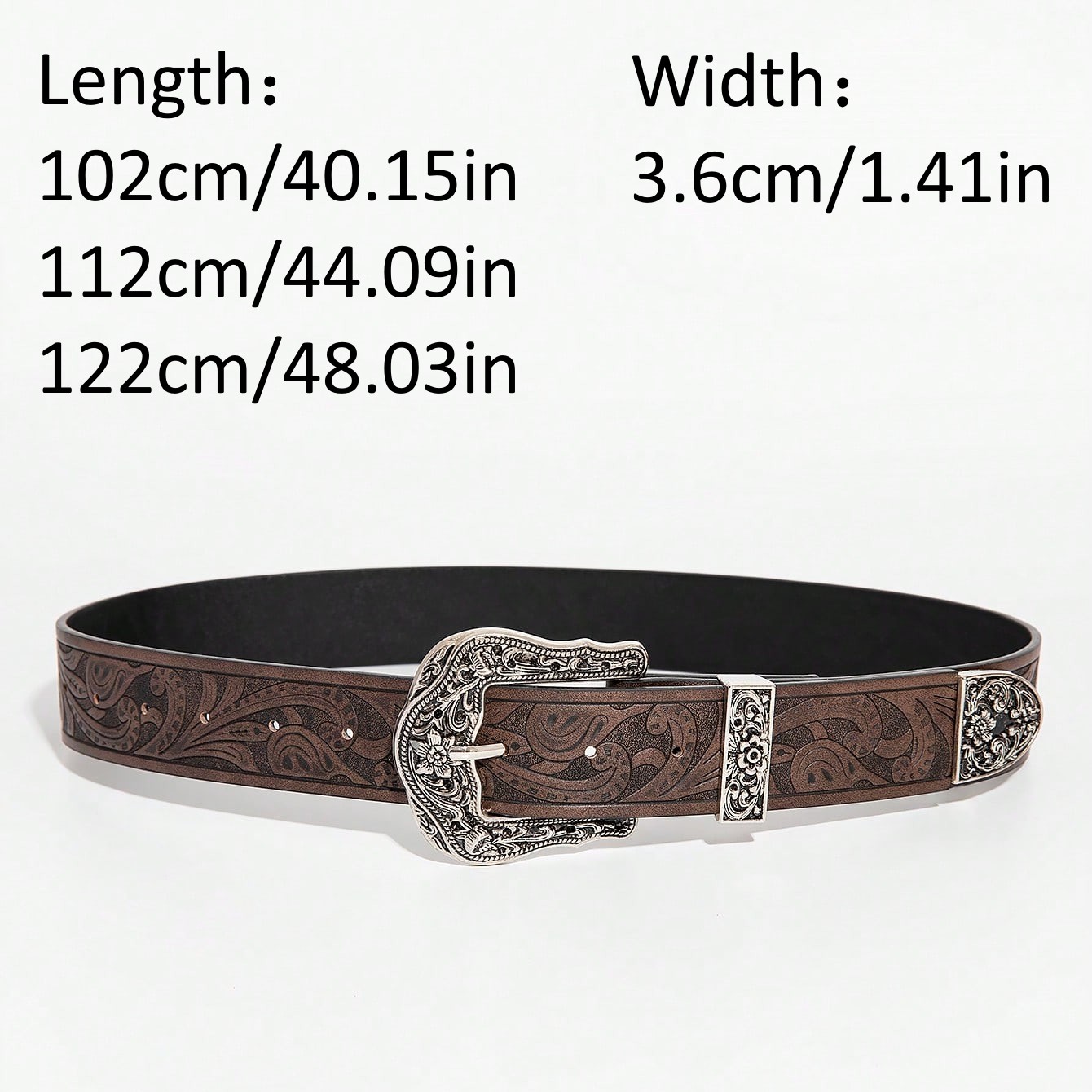 Ceinture marron sculptée de style bohème vintage pour hommes, 1 pièce, ceinture accessoire polyvalente en denim, adaptée aux déplacements quotidiens
