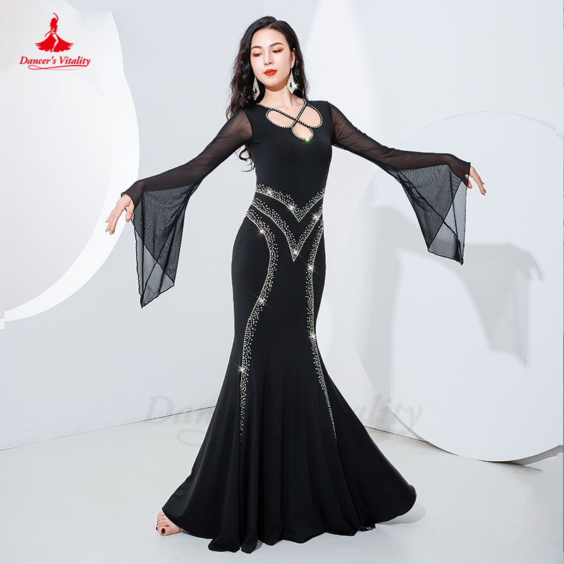 Robe de brevdu Ventre à Manches sulfpour Femme, Tenue de Spectacle en IQUE dex, Slim Fit, Kawleeya