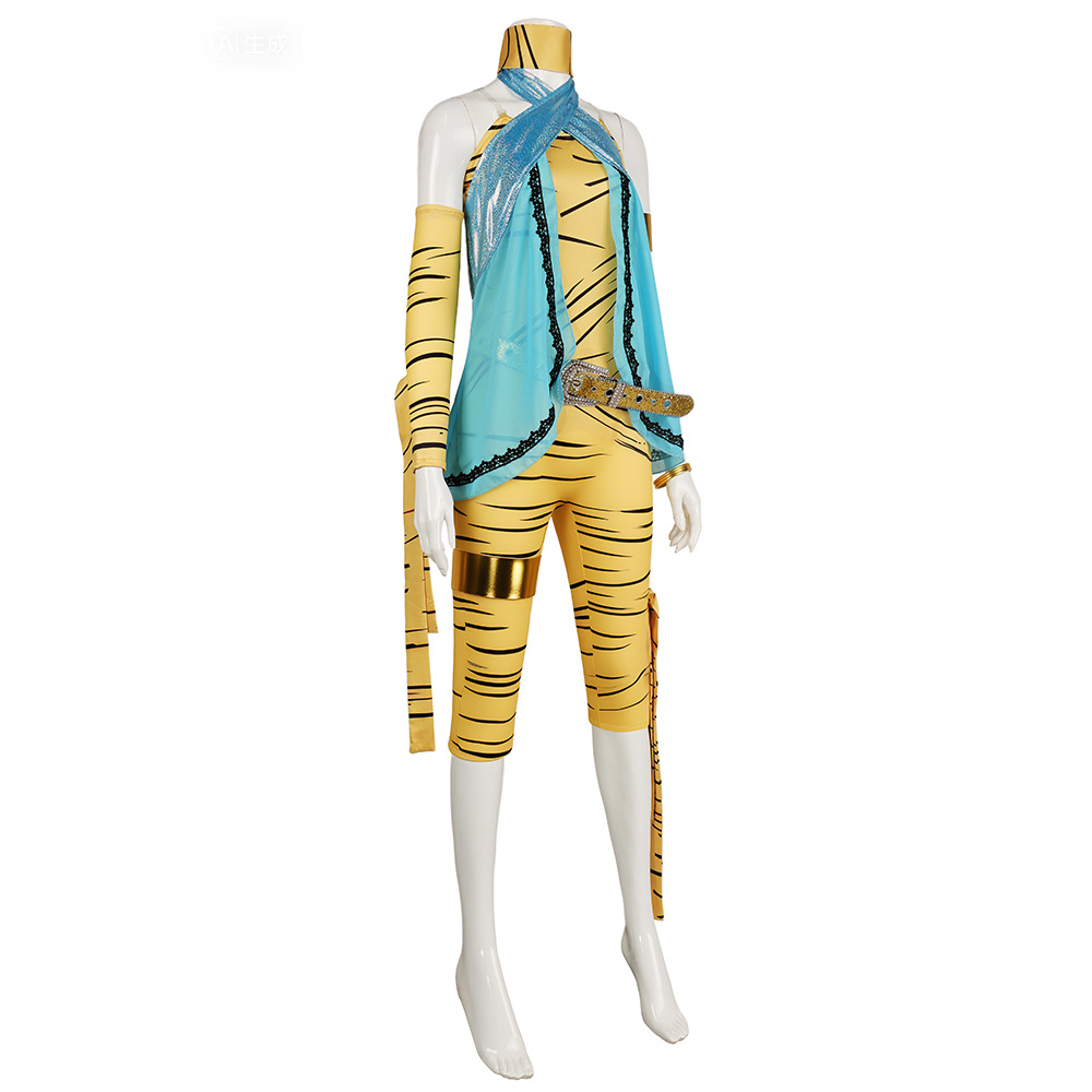 Costume de cosplay Cleo De Nile Anime pour femmes, combinaison sexy, perruque, accessoires, gilet bleu, ceinture, tenue de fête d'Halloween, carnaval