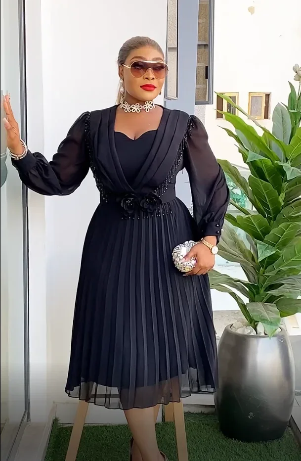 Robe africaine femmes mode vêtements élégants grande taille fête de mariage robe d'été 2025 pour bureau jupe plissée usage quotidien