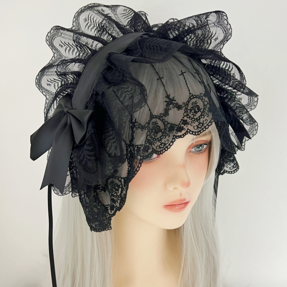 Serre-tête Voile Gothique Lolita, Accessoire Cheveux Femme, Nœud Élégant Vintage, Mode Quotidienne Lolita, Coiffe de Soubrette Cosplay